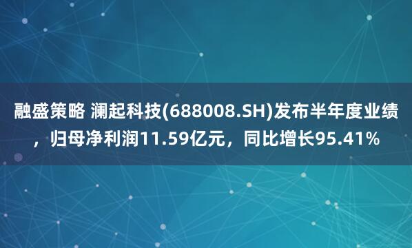 融盛策略 澜起科技(688008.SH)发布半年度业绩，归母净利润11.59亿元，同比增长95.41%